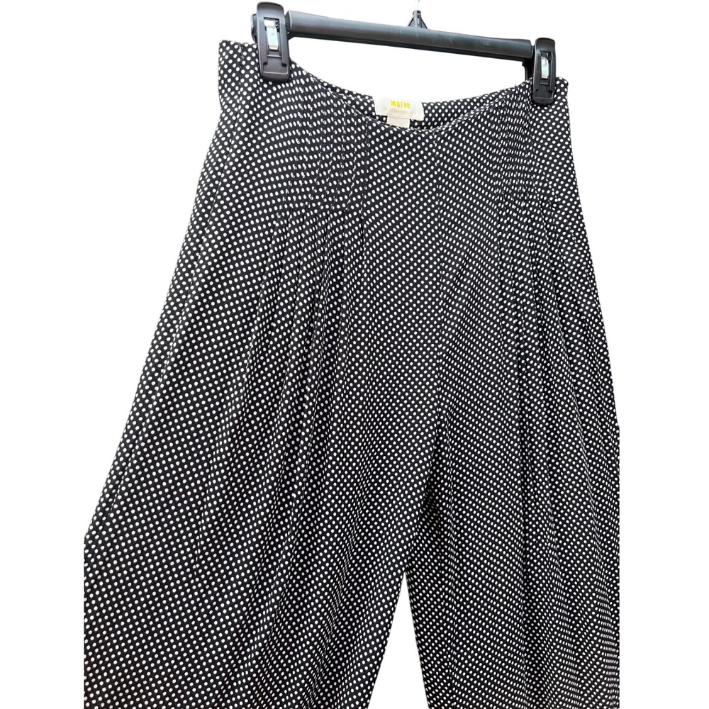 Maeve Anthropologie Wide Leg Pants Polka‎ Dot Pleated Black White - size 2